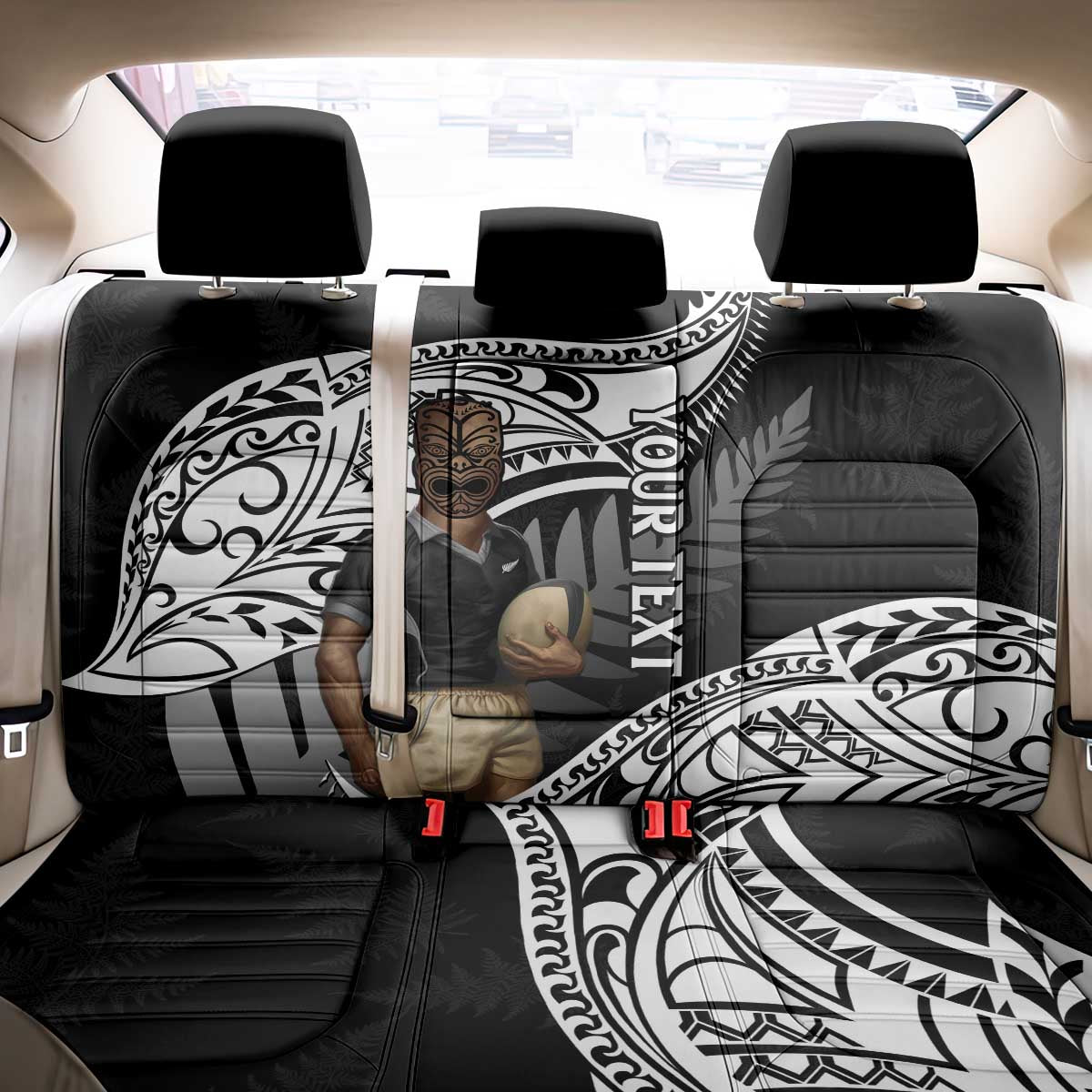 Custom New Zealand Silver Fern Rugby Back Car Seat Cover 2024 Aotearoa Maori Mascot Go All Black LT14 - Polynesian Pride