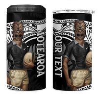 Custom New Zealand Silver Fern Rugby 4 in 1 Can Cooler Tumbler 2024 Aotearoa Maori Mascot Go All Black LT14 One Size: 16 oz Black - Polynesian Pride