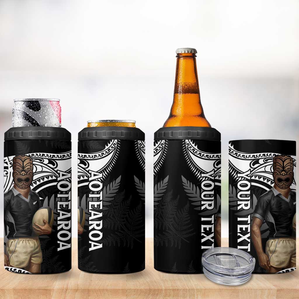 Custom New Zealand Silver Fern Rugby 4 in 1 Can Cooler Tumbler 2024 Aotearoa Maori Mascot Go All Black LT14 - Polynesian Pride