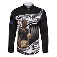 Custom New Zealand Silver Fern Rugby Family Matching Long Sleeve Bodycon Dress and Hawaiian Shirt 2024 Aotearoa Maori Mascot Go All Black LT14 Dad's Shirt - Long Sleeve Black - Polynesian Pride