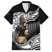 Custom New Zealand Silver Fern Rugby Family Matching Off The Shoulder Long Sleeve Dress and Hawaiian Shirt 2024 Aotearoa Maori Mascot Go All Black LT14 Dad's Shirt - Short Sleeve Black - Polynesian Pride