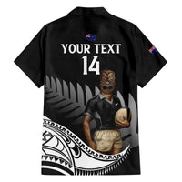 Custom New Zealand Silver Fern Rugby Family Matching Off The Shoulder Long Sleeve Dress and Hawaiian Shirt 2024 Aotearoa Maori Mascot Go All Black LT14 - Polynesian Pride