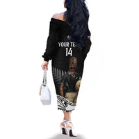 Custom New Zealand Silver Fern Rugby Family Matching Off The Shoulder Long Sleeve Dress and Hawaiian Shirt 2024 Aotearoa Maori Mascot Go All Black LT14 - Polynesian Pride
