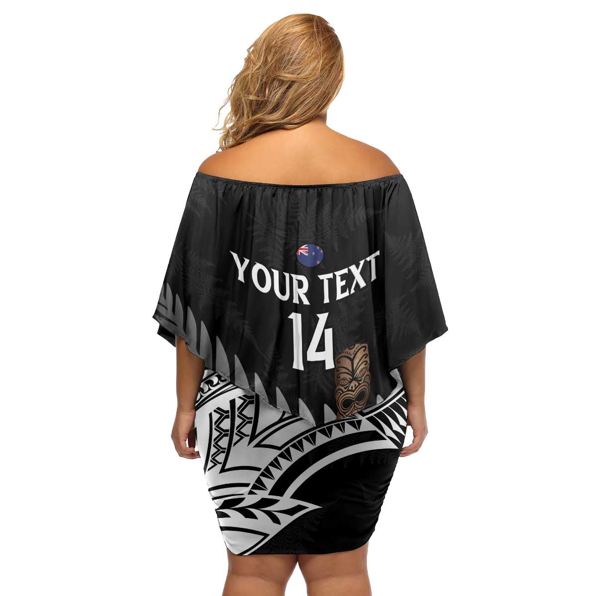 Custom New Zealand Silver Fern Rugby Family Matching Off Shoulder Short Dress and Hawaiian Shirt 2024 Aotearoa Maori Mascot Go All Black LT14 - Polynesian Pride