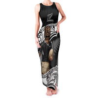 Custom New Zealand Silver Fern Rugby Family Matching Tank Maxi Dress and Hawaiian Shirt 2024 Aotearoa Maori Mascot Go All Black LT14 Mom's Dress Black - Polynesian Pride
