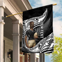 Custom New Zealand Silver Fern Rugby Garden Flag 2024 Aotearoa Maori Mascot Go All Black LT14 House Flag Black - Polynesian Pride