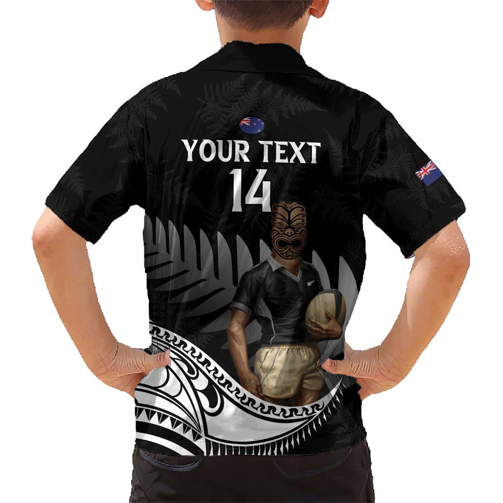Custom New Zealand Silver Fern Rugby Kid Hawaiian Shirt 2024 Aotearoa Maori Mascot Go All Black LT14 - Polynesian Pride