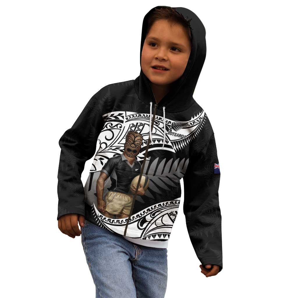 Custom New Zealand Silver Fern Rugby Kid Hoodie 2024 Aotearoa Maori Mascot Go All Black LT14 - Polynesian Pride