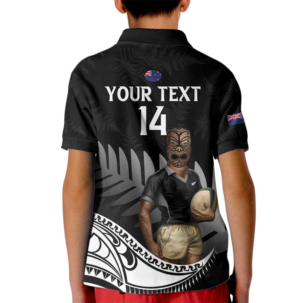 Custom New Zealand Silver Fern Rugby Kid Polo Shirt 2024 Aotearoa Maori Mascot Go All Black LT14 - Polynesian Pride