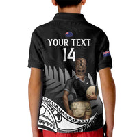 Custom New Zealand Silver Fern Rugby Kid Polo Shirt 2024 Aotearoa Maori Mascot Go All Black LT14 - Polynesian Pride