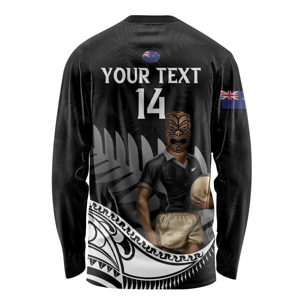 Custom New Zealand Silver Fern Rugby Long Sleeve Shirt 2024 Aotearoa Maori Mascot Go All Black LT14 - Polynesian Pride