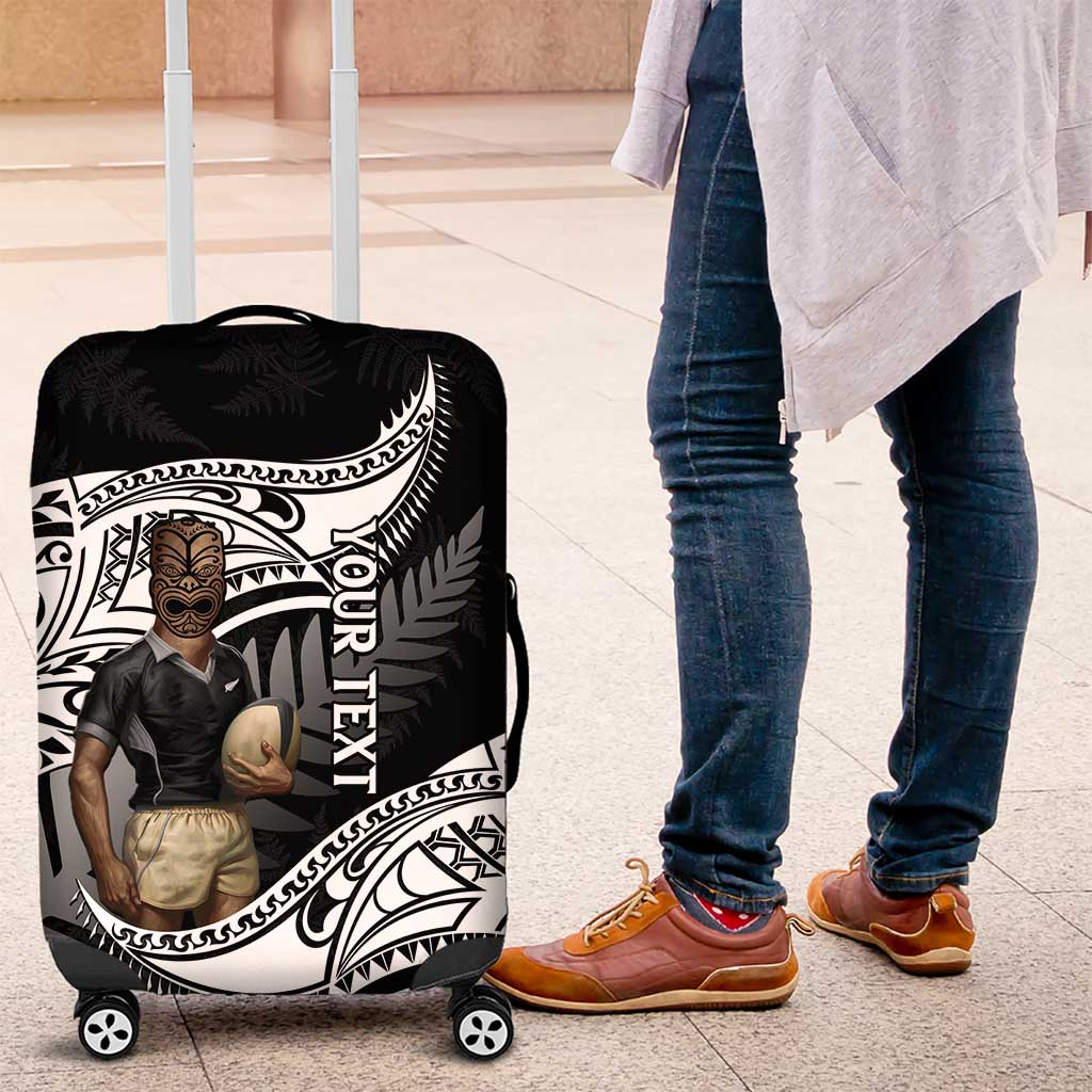 Custom New Zealand Silver Fern Rugby Luggage Cover 2024 Aotearoa Maori Mascot Go All Black LT14 Black - Polynesian Pride