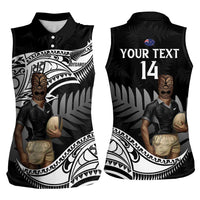 Custom New Zealand Silver Fern Rugby Women Sleeveless Polo Shirt 2024 Aotearoa Maori Mascot Go All Black