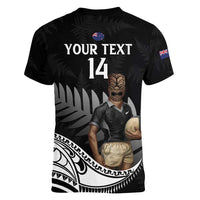 Custom New Zealand Silver Fern Rugby Women V-Neck T-Shirt 2024 Aotearoa Maori Mascot Go All Black LT14 - Polynesian Pride