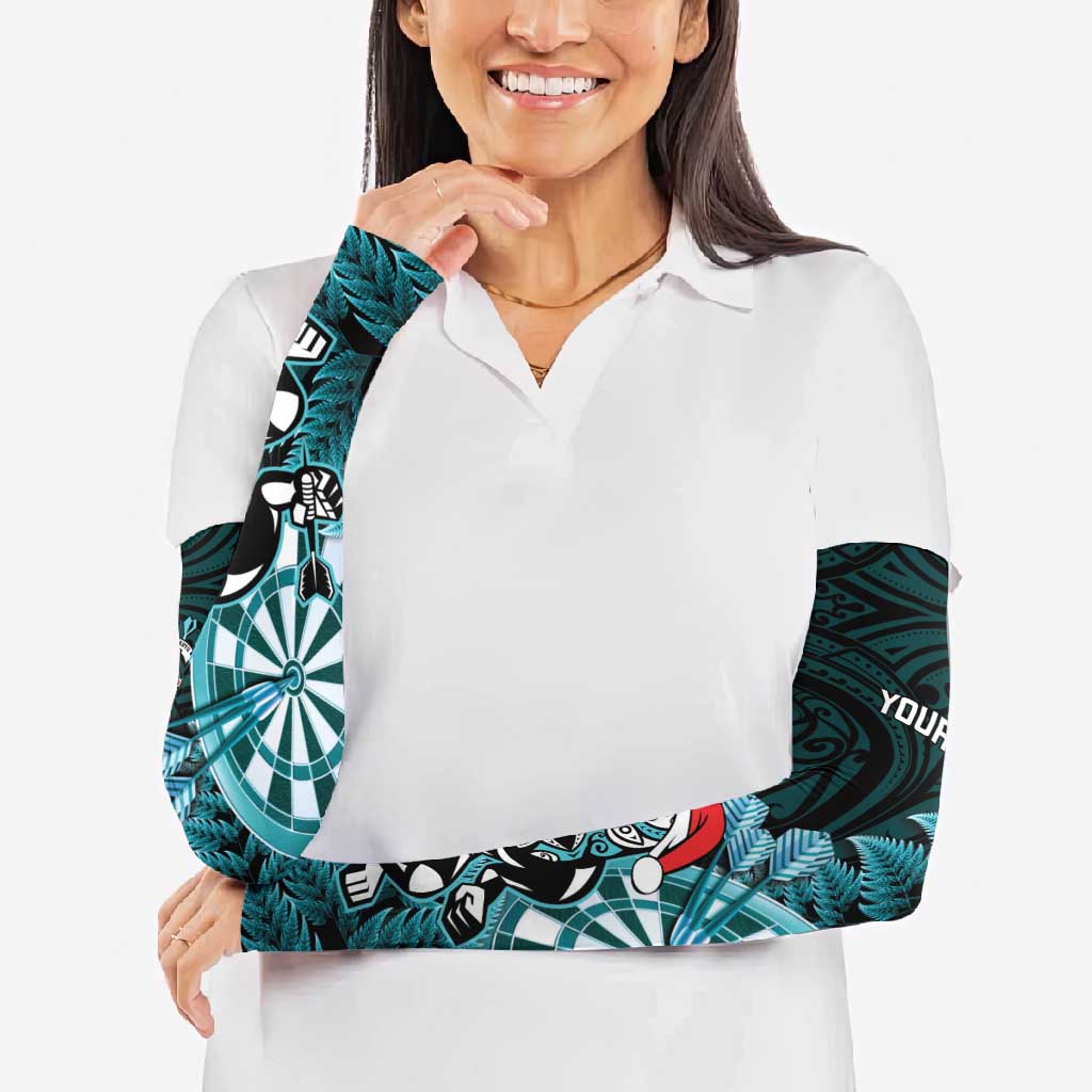 Personalised New Zealand Darts Christmas Arm Sleeves Maori Fern Merry Dartsmas - Polynesian Pride