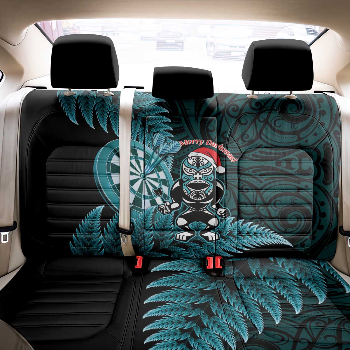 New Zealand Darts Christmas Back Car Seat Cover Maori Fern Merry Dartsmas LT14 - Polynesian Pride
