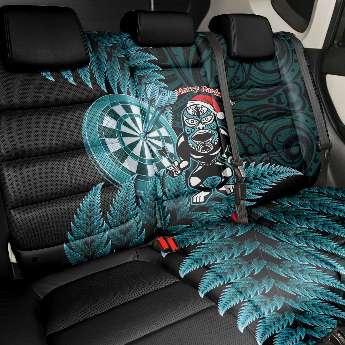 New Zealand Darts Christmas Back Car Seat Cover Maori Fern Merry Dartsmas LT14 - Polynesian Pride