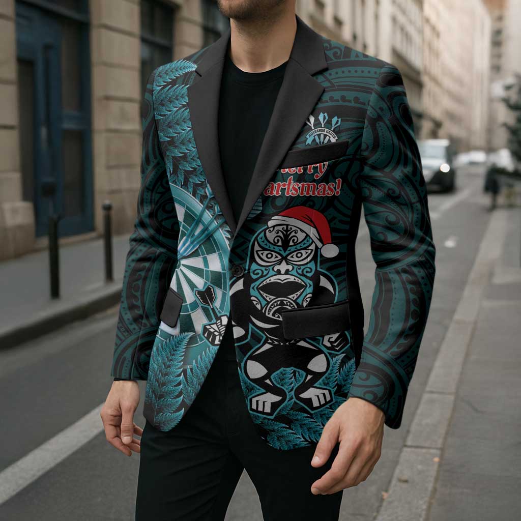 Personalised New Zealand Darts Christmas Blazer Maori Fern Merry Dartsmas - Polynesian Pride