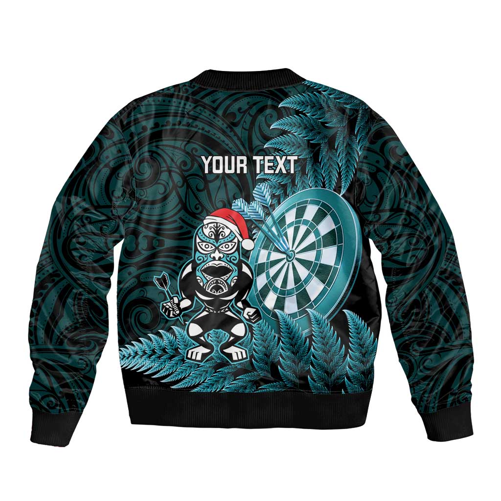 Personalised New Zealand Darts Christmas Bomber Jacket Maori Fern Merry Dartsmas - Polynesian Pride