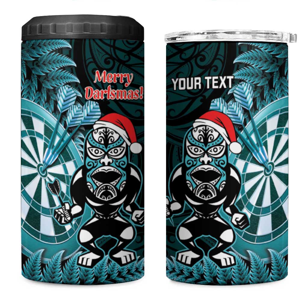 Personalised New Zealand Darts Christmas 4 in 1 Can Cooler Tumbler Maori Fern Merry Dartsmas LT14 One Size: 16 oz Cyan - Polynesian Pride