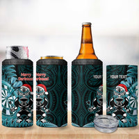 Personalised New Zealand Darts Christmas 4 in 1 Can Cooler Tumbler Maori Fern Merry Dartsmas LT14 - Polynesian Pride