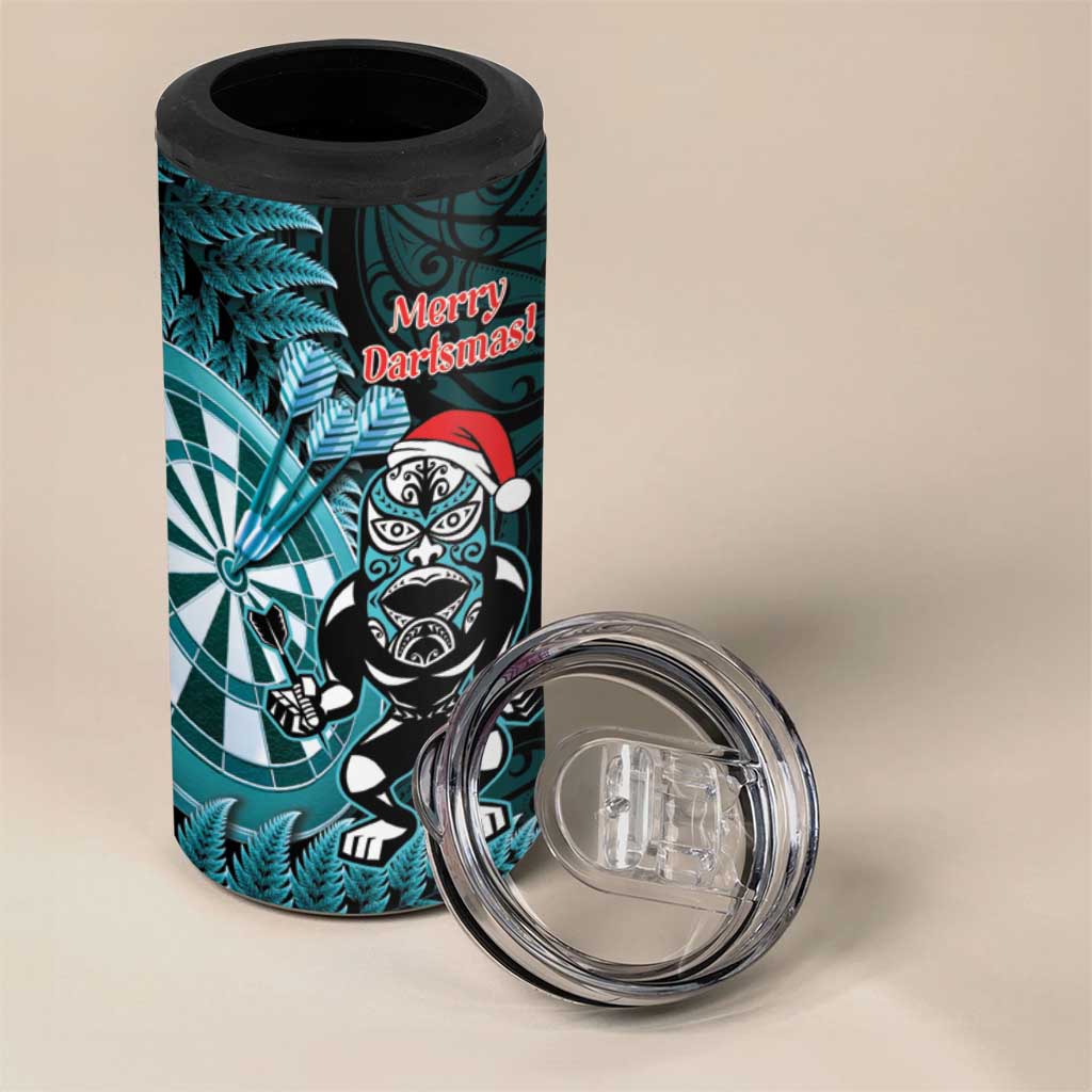 Personalised New Zealand Darts Christmas 4 in 1 Can Cooler Tumbler Maori Fern Merry Dartsmas LT14 - Polynesian Pride
