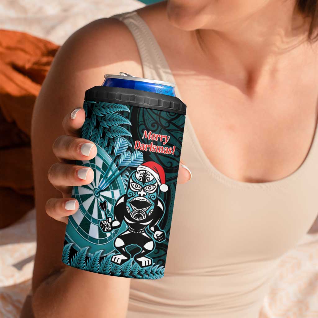 Personalised New Zealand Darts Christmas 4 in 1 Can Cooler Tumbler Maori Fern Merry Dartsmas LT14 - Polynesian Pride