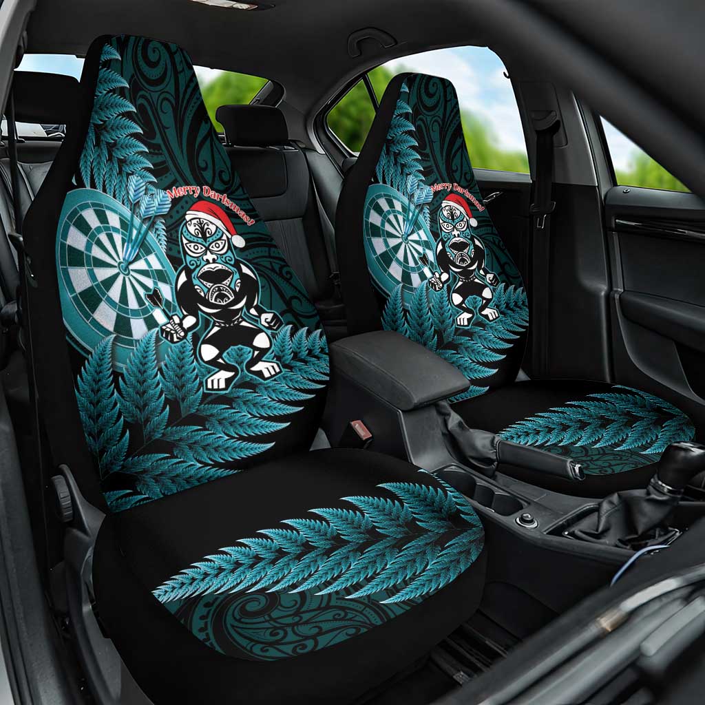 New Zealand Darts Christmas Car Seat Cover Maori Fern Merry Dartsmas LT14 One Size Cyan - Polynesian Pride