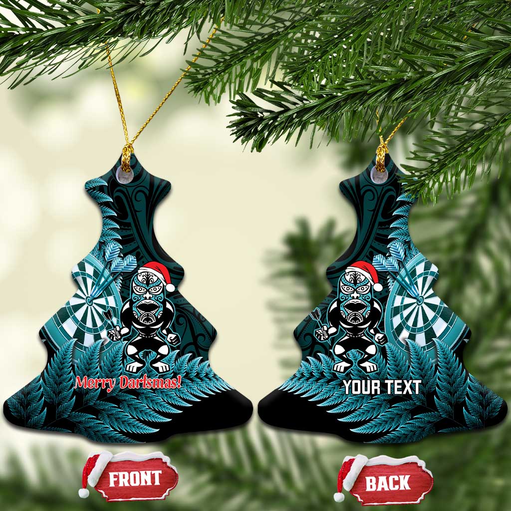Personalised New Zealand Darts Christmas Ceramic Ornament Maori Fern Merry Dartsmas - Polynesian Pride