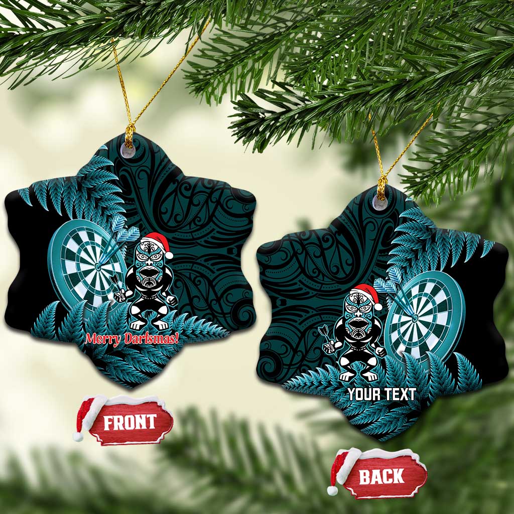 Personalised New Zealand Darts Christmas Ceramic Ornament Maori Fern Merry Dartsmas - Polynesian Pride