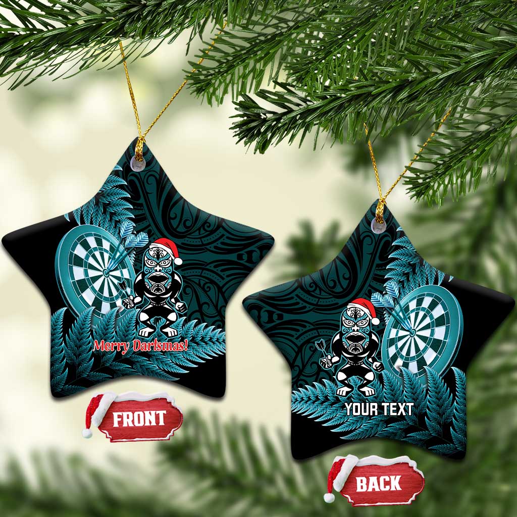 Personalised New Zealand Darts Christmas Ceramic Ornament Maori Fern Merry Dartsmas - Polynesian Pride