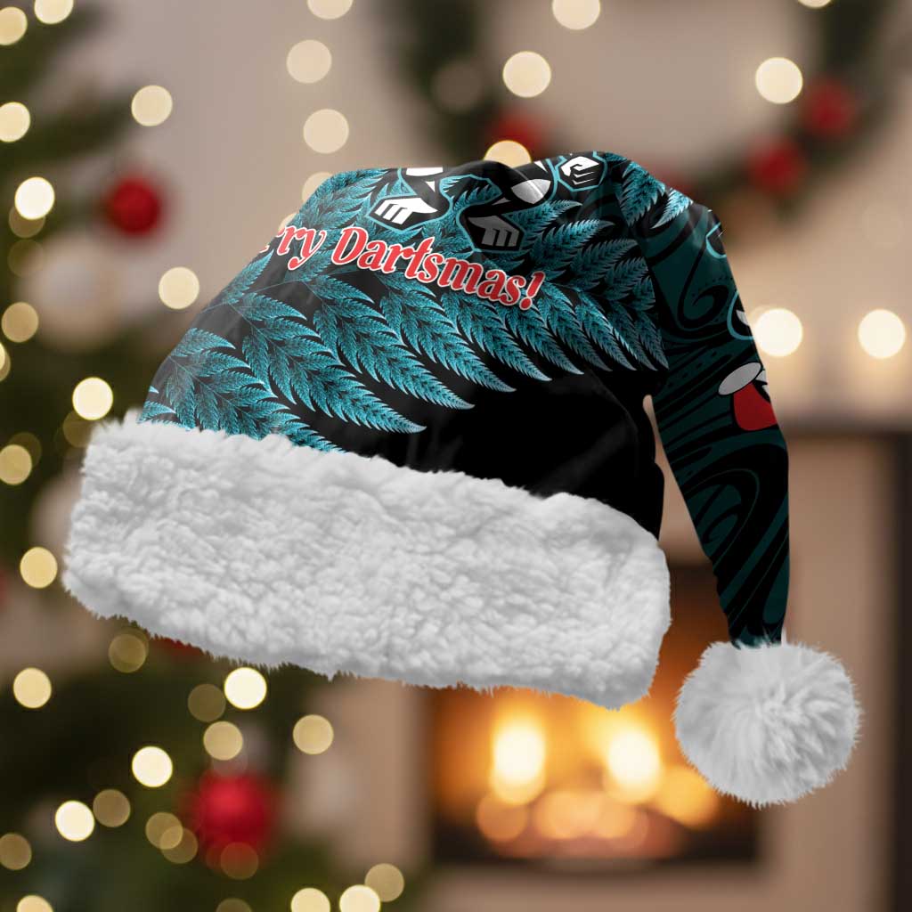 Personalised New Zealand Darts Christmas Santa Hat Maori Fern Merry Dartsmas - Polynesian Pride