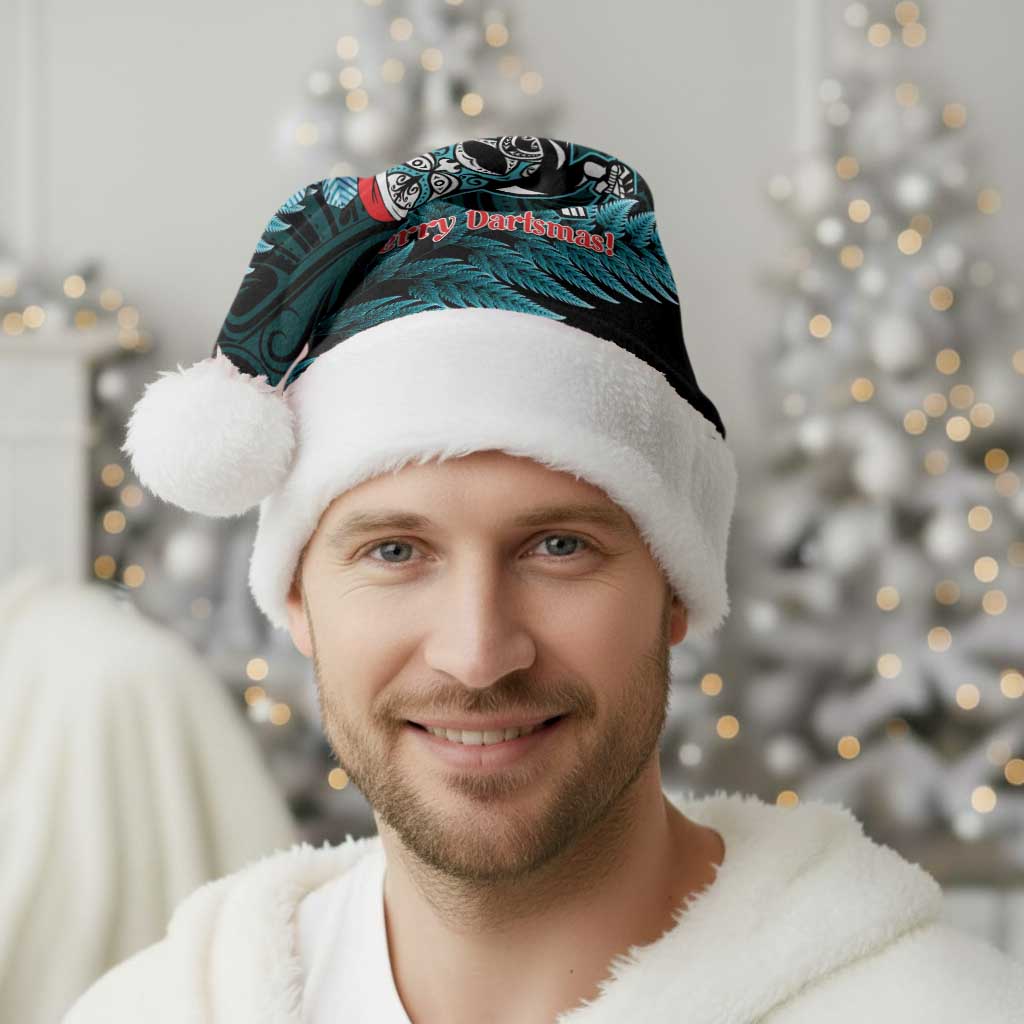 Personalised New Zealand Darts Christmas Santa Hat Maori Fern Merry Dartsmas - Polynesian Pride