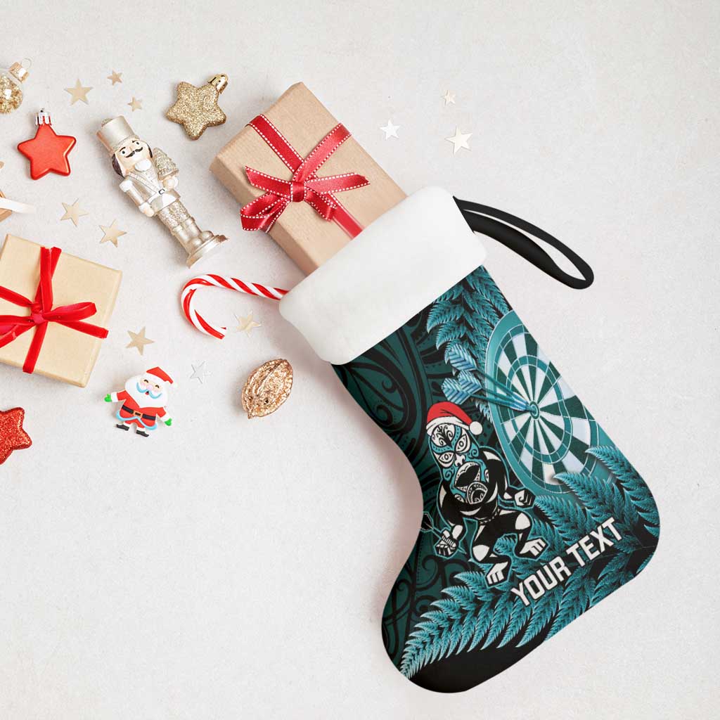 Personalised New Zealand Darts Christmas Stocking Maori Fern Merry Dartsmas - Polynesian Pride