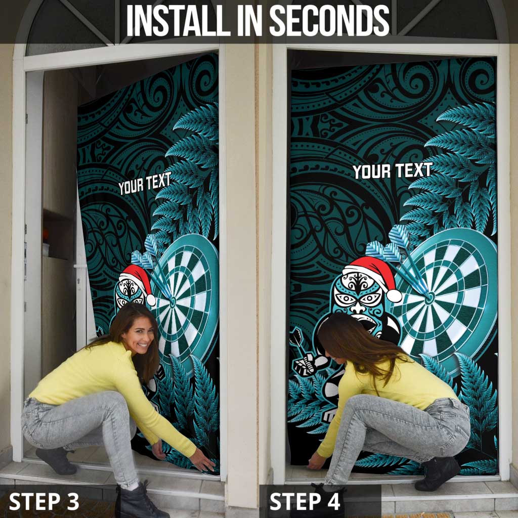 Personalised New Zealand Darts Christmas Door Cover Maori Fern Merry Dartsmas LT14 - Polynesian Pride