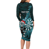 Personalised New Zealand Darts Christmas Family Matching Long Sleeve Bodycon Dress and Hawaiian Shirt Maori Fern Merry Dartsmas LT14 - Polynesian Pride