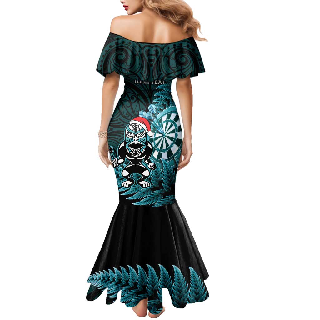 Personalised New Zealand Darts Christmas Family Matching Mermaid Dress and Hawaiian Shirt Maori Fern Merry Dartsmas LT14 - Polynesian Pride