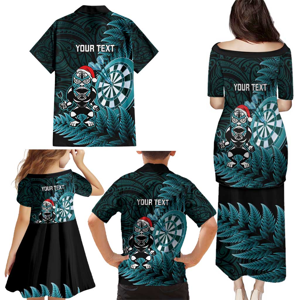 Personalised New Zealand Darts Christmas Family Matching Puletasi and Hawaiian Shirt Maori Fern Merry Dartsmas LT14 - Polynesian Pride
