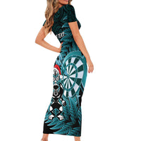 Personalised New Zealand Darts Christmas Family Matching Short Sleeve Bodycon Dress and Hawaiian Shirt Maori Fern Merry Dartsmas LT14 - Polynesian Pride