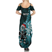 Personalised New Zealand Darts Christmas Family Matching Summer Maxi Dress and Hawaiian Shirt Maori Fern Merry Dartsmas LT14 - Polynesian Pride