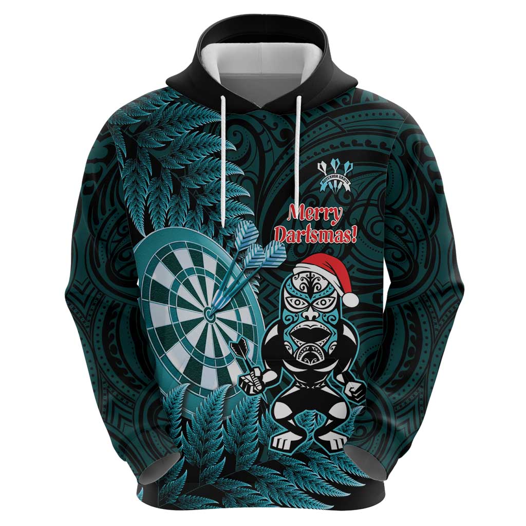 Personalised New Zealand Darts Christmas Hoodie Maori Fern Merry Dartsmas LT14 - Polynesian Pride