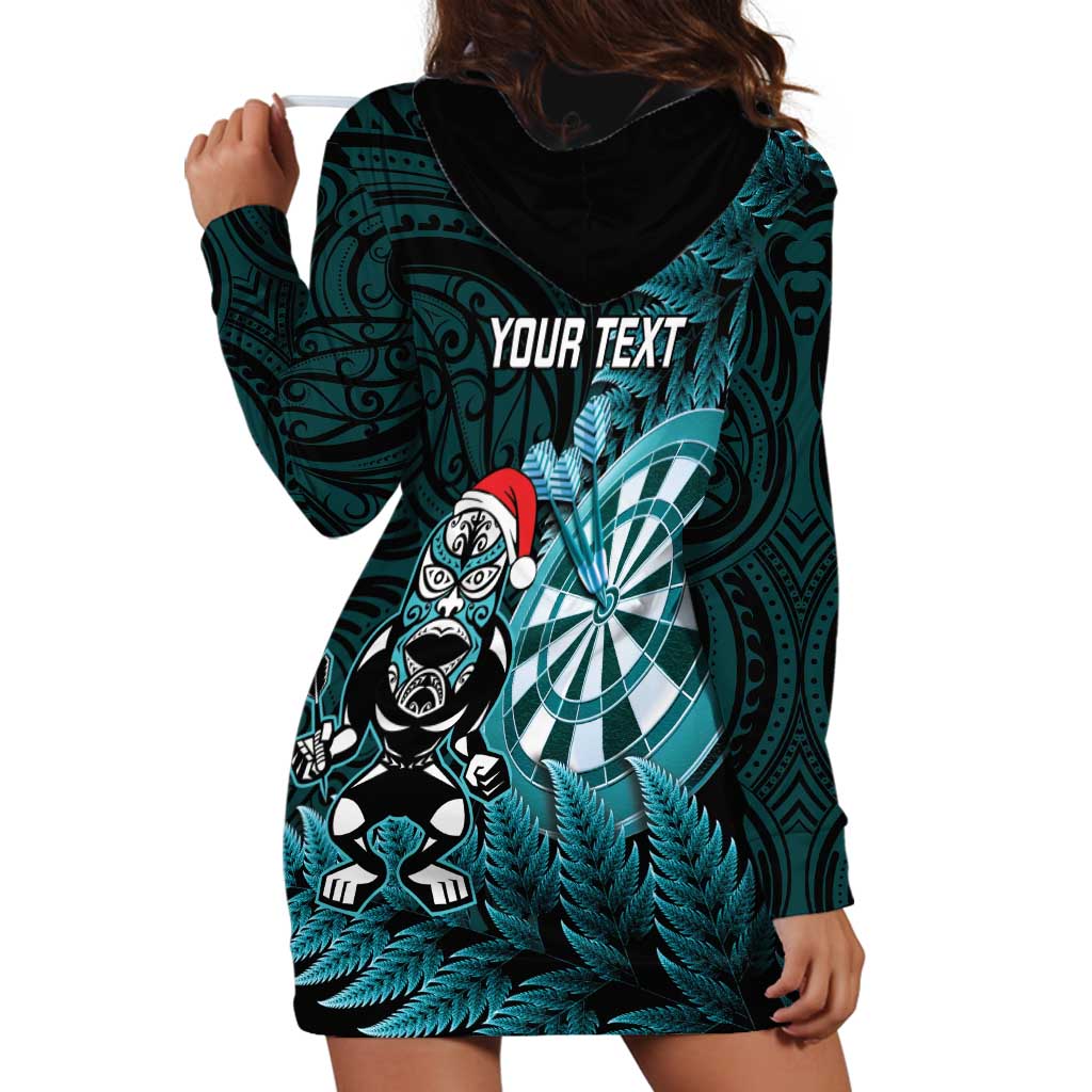 Personalised New Zealand Darts Christmas Hoodie Dress Maori Fern Merry Dartsmas LT14 - Polynesian Pride