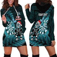 Personalised New Zealand Darts Christmas Hoodie Dress Maori Fern Merry Dartsmas LT14 - Polynesian Pride