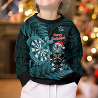 Personalised New Zealand Darts Christmas Kid Ugly Christmas Sweater Maori Fern Merry Dartsmas LT14 - Polynesian Pride