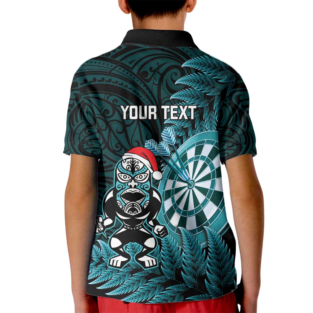 Personalised New Zealand Darts Christmas Kid Polo Shirt Maori Fern Merry Dartsmas LT14 - Polynesian Pride