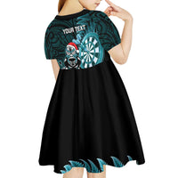 Personalised New Zealand Darts Christmas Kid Short Sleeve Dress Maori Fern Merry Dartsmas LT14 - Polynesian Pride