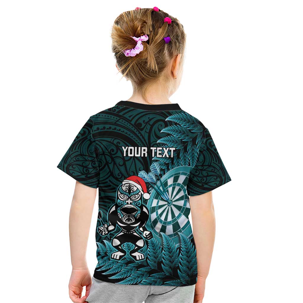 Personalised New Zealand Darts Christmas Kid T Shirt Maori Fern Merry Dartsmas LT14 - Polynesian Pride