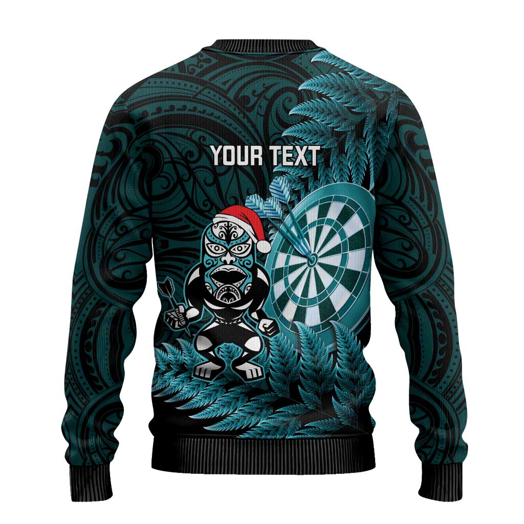 Personalised New Zealand Darts Christmas Ugly Christmas Sweater Maori Fern Merry Dartsmas LT14 - Polynesian Pride