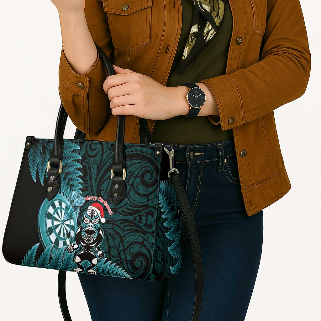 New Zealand Darts Christmas Leather Bag Maori Fern Merry Dartsmas - Polynesian Pride