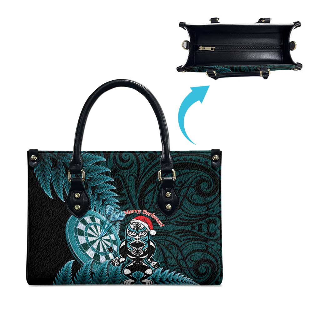 New Zealand Darts Christmas Leather Bag Maori Fern Merry Dartsmas - Polynesian Pride